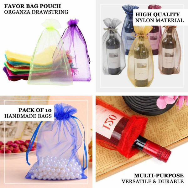 Favor Bags & Boxes |   10 Pack 6″x15″ Navy Blue Organza Drawstring Party Favor Wine Bags Favor Bags & Boxes Favor Bags & Boxes