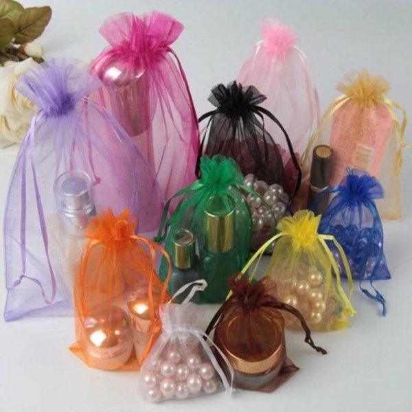 Favor Bags & Boxes |   10 Pack 6″x15″ Navy Blue Organza Drawstring Party Favor Wine Bags Favor Bags & Boxes Favor Bags & Boxes