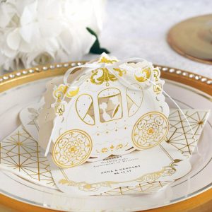 Favor Bags & Boxes |   25 Pack White Gold Cinderella Carriage Party Favor Candy Gift Boxes Favor Bags & Boxes Favor Bags & Boxes