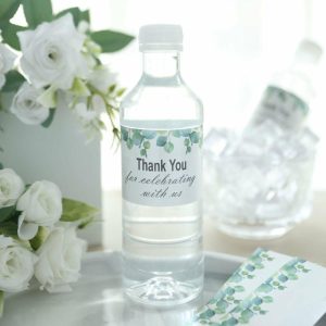 Favor Decorations |   24 Pack White and Green Leaves Thank You Party Water Bottle Labels, Waterproof Label Stickers Favor Decorations Favor Decorations