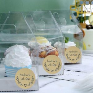 Favor Decorations |   500Pcs 1.5” Handmade with Love Olive Branch Stickers Roll, Cookie and Bakery Box Labels – Round Party Favors Favor Decorations