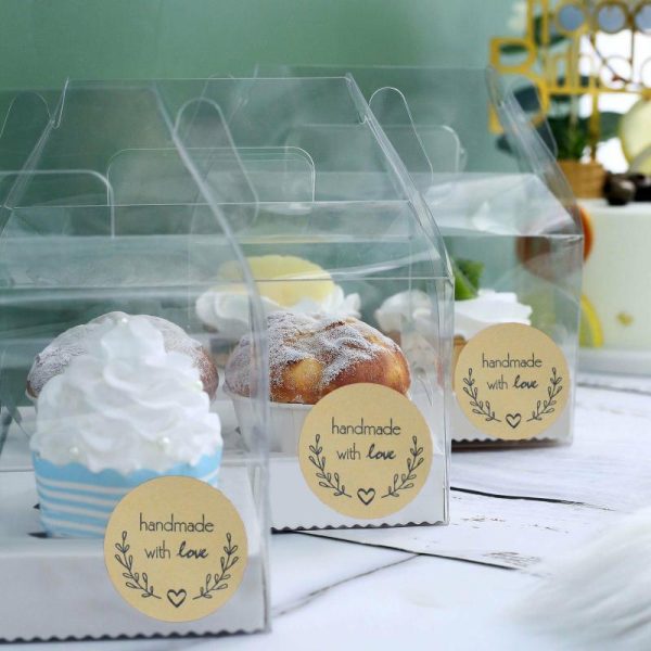 Favor Decorations |   500Pcs 1.5” Handmade with Love Olive Branch Stickers Roll, Cookie and Bakery Box Labels – Round Party Favors Favor Decorations