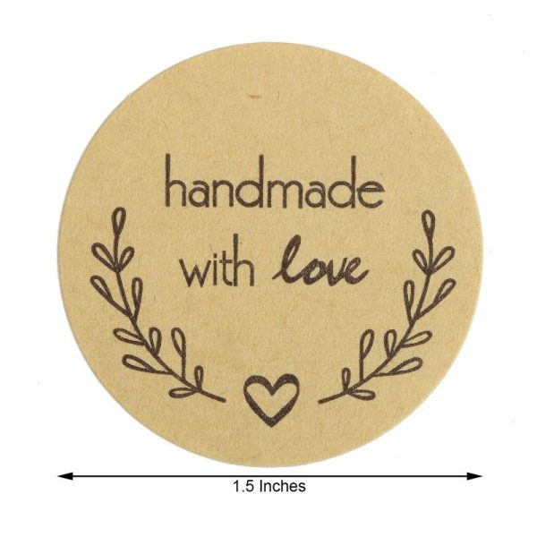 Favor Decorations |   500Pcs 1.5” Handmade with Love Olive Branch Stickers Roll, Cookie and Bakery Box Labels – Round Party Favors Favor Decorations