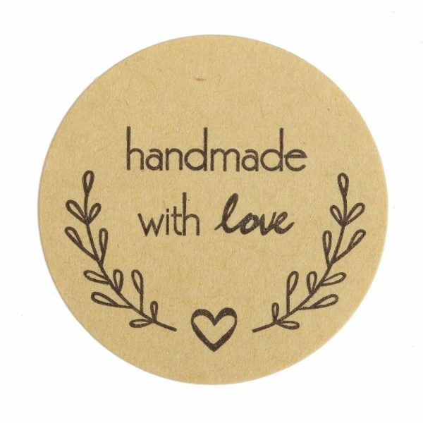 Favor Decorations |   500Pcs 1.5” Handmade with Love Olive Branch Stickers Roll, Cookie and Bakery Box Labels – Round Party Favors Favor Decorations