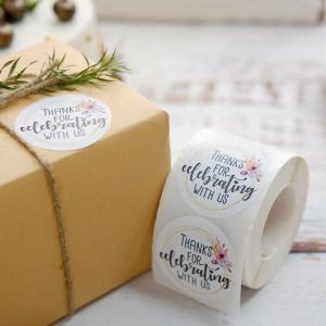 Favor Decorations |   500Pcs 2″ Thanks for celebrating with Us Stickers Roll, Labels for Envelops Seal and Wedding Favors – Round Favor Decorations Favor Decorations