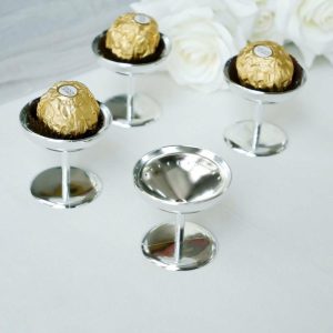 Favor Jars & Containers |   12 Pack 2″ Silver Party Favor Dessert Cup Candy Dishes, Mini Treat Pedestal Stands Favor Jars & Containers Favor Jars & Containers