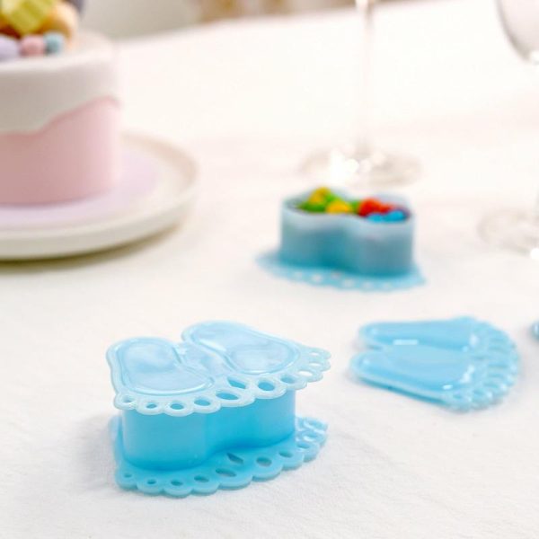 Favor Jars & Containers |   12 Pack 3.5″ Clear Blue Baby Feet Party Favor Boxes, Baby Shower Candy Treat Gift Boxes Favor Jars & Containers Blue