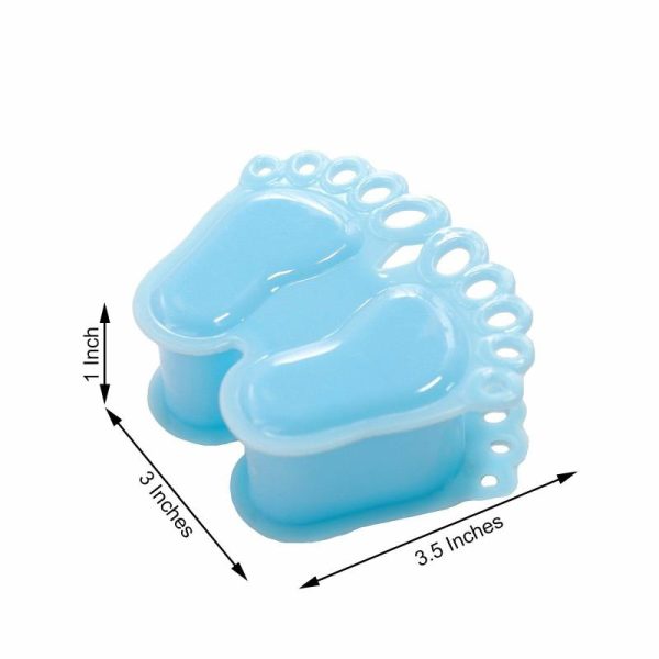 Favor Jars & Containers |   12 Pack 3.5″ Clear Blue Baby Feet Party Favor Boxes, Baby Shower Candy Treat Gift Boxes Favor Jars & Containers Blue