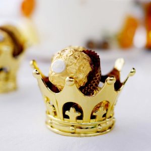 Favor Jars & Containers |   12 Pack 3″ Gold Fillable Mini Crown Candy Container Favor Boxes, Princess Crown Baby Shower Gift Boxes Favor Jars & Containers Favor Jars & Containers