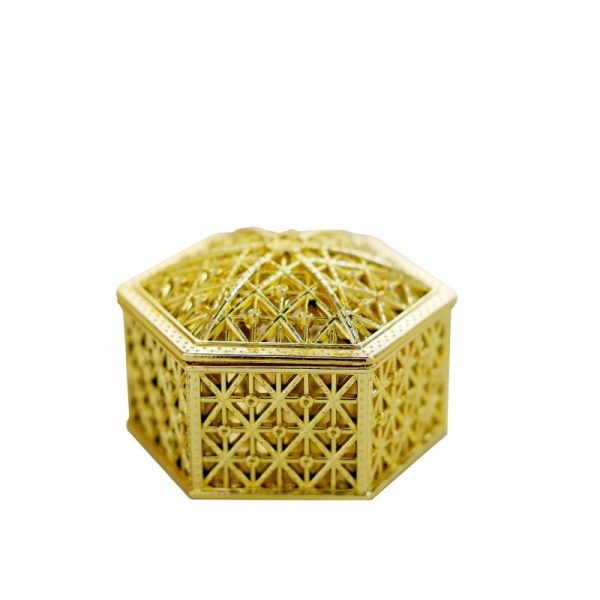 Favor Jars & Containers |   12 Pack 3″ Gold Vintage Hexagon Party Favor Jewelry Boxes, Hollow Gift Box Candy Containers Favor Jars & Containers Favor Jars & Containers