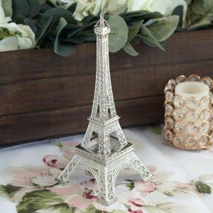 Favors & Gifts |   10″ Silver Metal Eiffel Tower Table Centerpiece, Decorative Cake Topper Favors & Gifts Favors & Gifts