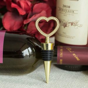 Favors & Gifts |   4″ Gold Metal Studded Heart Wine Bottle Stopper Wedding Party Favors With Velvet Gift Box Favors & Gifts Favors & Gifts