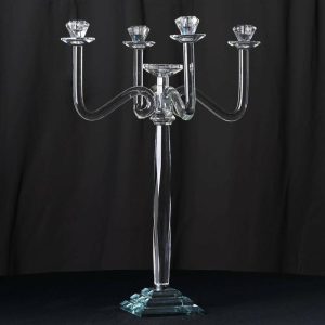 Floor Vase & Candelabra |   27″ 5 Arm Premium Crystal Glass Taper Candle Holder Candelabra Stand Event Props Floor Vase & Candelabra