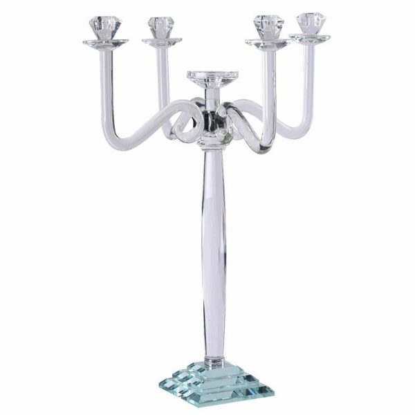 Floor Vase & Candelabra |   27″ 5 Arm Premium Crystal Glass Taper Candle Holder Candelabra Stand Event Props Floor Vase & Candelabra