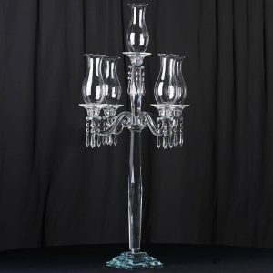 Floor Vase & Candelabra |   40″ 5 Arm Premium Crystal Glass Taper Candle Holder Candelabra With Chandelier Chains Event Props Floor Vase & Candelabra