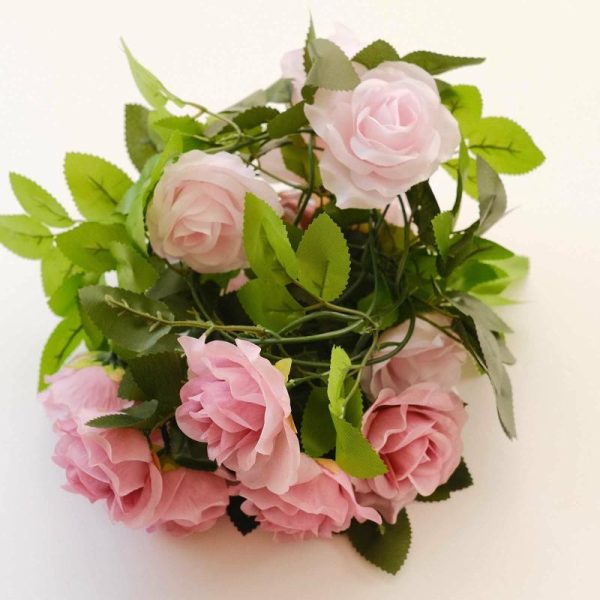 Garlands & Vines |   2 Pack 7ft Blush Dusty Rose Artificial Silk Flower Garland Mini Rose Vines with 26 Flower Heads Artificial Flowers & Greens Garlands & Vines