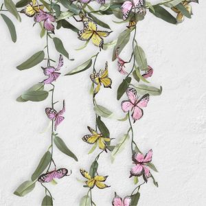 Garlands & Vines |   3 Pack Artificial Butterfly Garland Vines with Willow Greenery Leaves, Faux Flowers Garland – 6ft Artificial Flowers & Greens Butterfly Collection