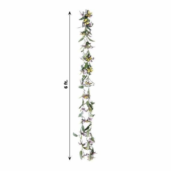 Garlands & Vines |   3 Pack Artificial Butterfly Garland Vines with Willow Greenery Leaves, Faux Flowers Garland – 6ft Artificial Flowers & Greens Butterfly Collection