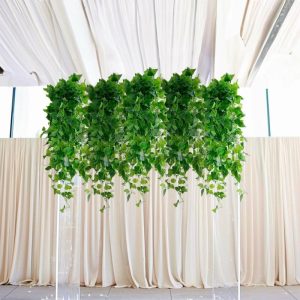 Garlands & Vines |   3 Pack Green Pothos Artificial Ivy Vine Hanging Plants, Fake Foliage Silk Leaves Garland – 3ft Artificial Flowers & Greens Garlands & Vines