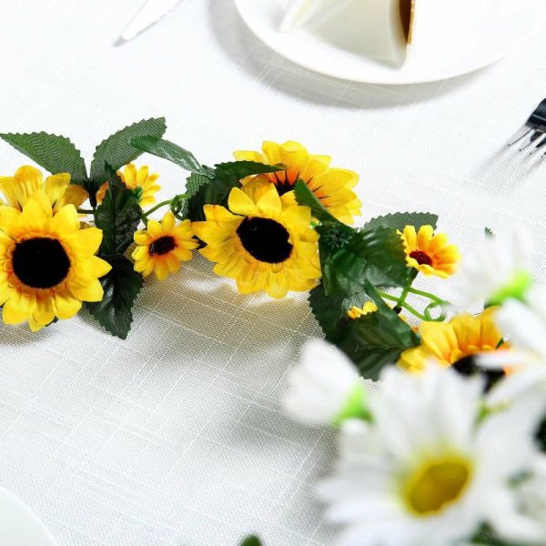 Garlands & Vines |   6.5ft Artificial Silk Sunflower Table Garland, Flower Vine Chain Artificial Flowers & Greens Garlands & Vines