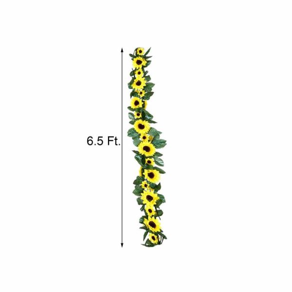 Garlands & Vines |   6.5ft Artificial Silk Sunflower Table Garland, Flower Vine Chain Artificial Flowers & Greens Garlands & Vines