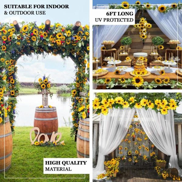 Garlands & Vines |   6.5ft Artificial Silk Sunflower Table Garland, Flower Vine Chain Artificial Flowers & Greens Garlands & Vines