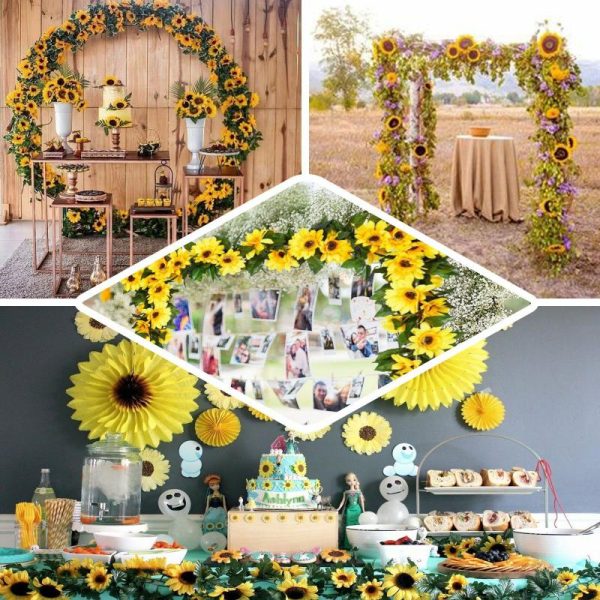 Garlands & Vines |   6.5ft Artificial Silk Sunflower Table Garland, Flower Vine Chain Artificial Flowers & Greens Garlands & Vines