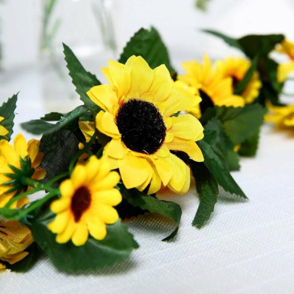 Garlands & Vines |   6.5ft Artificial Silk Sunflower Table Garland, Flower Vine Chain Artificial Flowers & Greens Garlands & Vines