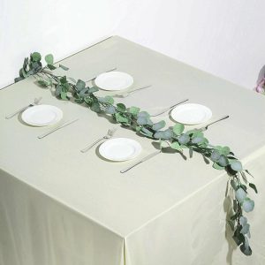 Garlands & Vines |   6.5ft Frosted Green Artificial Silk Eucalyptus Leaf Garland Vine Artificial Flowers & Greens Garlands & Vines