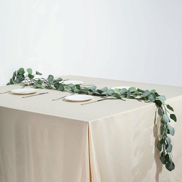 Garlands & Vines |   6.5ft Frosted Green Artificial Silk Eucalyptus Leaf Garland Vine Artificial Flowers & Greens Garlands & Vines