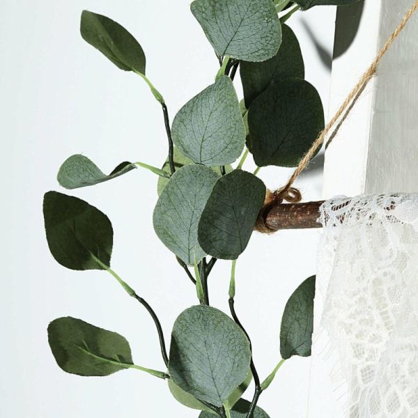 Garlands & Vines |   6.5ft Frosted Green Artificial Silk Eucalyptus Leaf Garland Vine Artificial Flowers & Greens Garlands & Vines