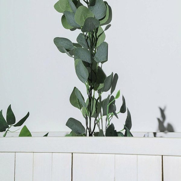 Garlands & Vines |   6.5ft Frosted Green Artificial Silk Eucalyptus Leaf Garland Vine Artificial Flowers & Greens Garlands & Vines