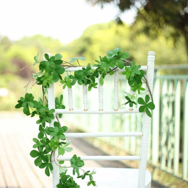 Garlands & Vines |   6ft Green Real Touch Artificial Clover Leaf Garland, Flexible Vine Artificial Flowers & Greens Garlands & Vines