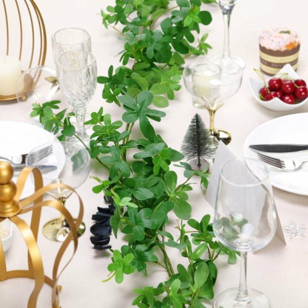 Garlands & Vines |   6ft Green Real Touch Artificial Clover Leaf Garland, Flexible Vine Artificial Flowers & Greens Garlands & Vines