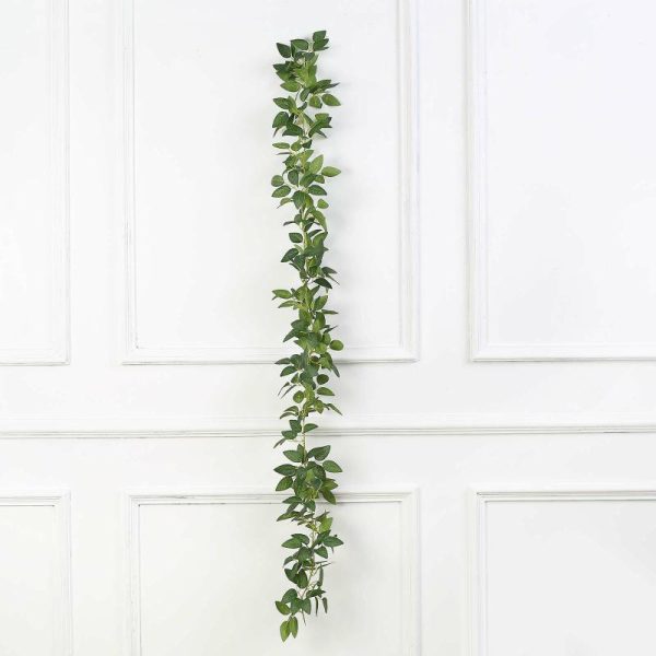 Garlands & Vines |   6ft Real Touch Green Artificial Silk Rose Leaf Hanging Vine, Flexible Greenery Table Garland Artificial Flowers & Greens Garlands & Vines