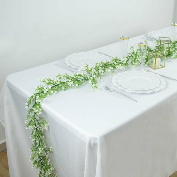 Garlands & Vines |   6ft White Real Touch Faux Baby Breath Hanging Flower Vines, Artificial Silk Gypsophila Table Flower Garland Artificial Flowers & Greens Garlands & Vines