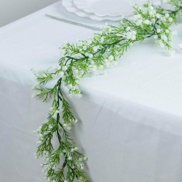 Garlands & Vines |   6ft White Real Touch Faux Baby Breath Hanging Flower Vines, Artificial Silk Gypsophila Table Flower Garland Artificial Flowers & Greens Garlands & Vines