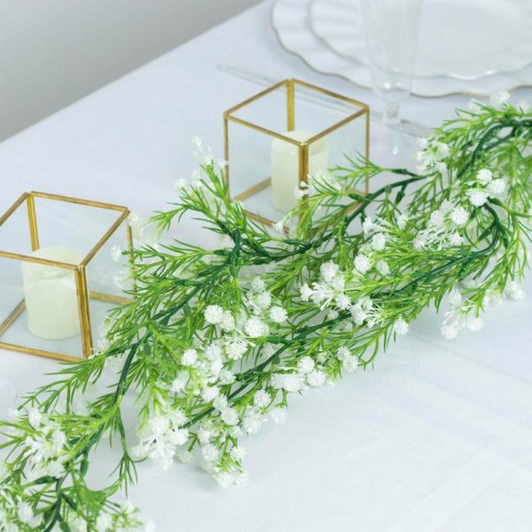 Garlands & Vines |   6ft White Real Touch Faux Baby Breath Hanging Flower Vines, Artificial Silk Gypsophila Table Flower Garland Artificial Flowers & Greens Garlands & Vines