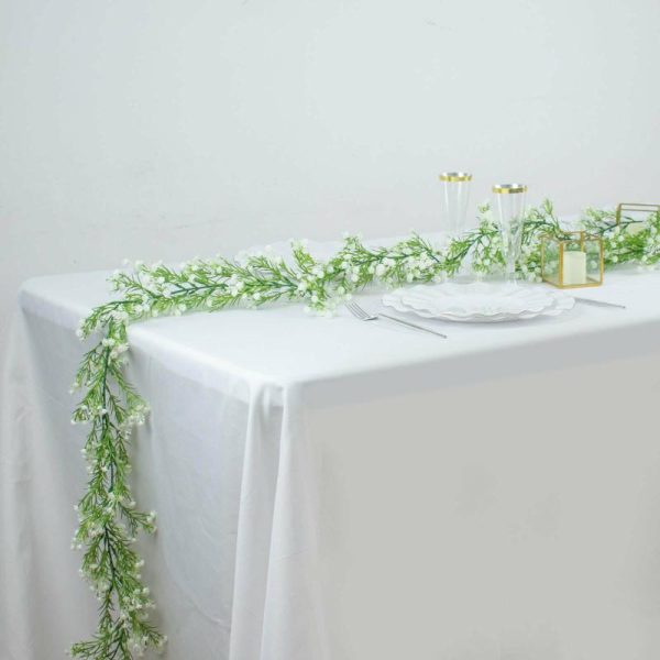 Garlands & Vines |   6ft White Real Touch Faux Baby Breath Hanging Flower Vines, Artificial Silk Gypsophila Table Flower Garland Artificial Flowers & Greens Garlands & Vines