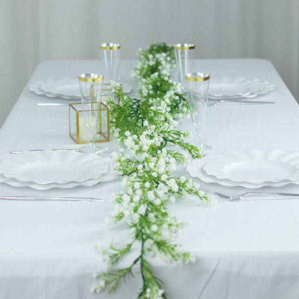 Garlands & Vines |   6ft White Real Touch Faux Baby Breath Hanging Flower Vines, Artificial Silk Gypsophila Table Flower Garland Artificial Flowers & Greens Garlands & Vines