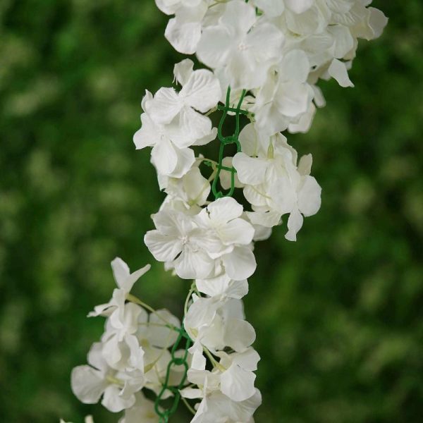 Garlands & Vines |   7ft Cream Artificial Silk Hydrangea Hanging Flower Garland Vine Artificial Flowers & Greens Cream