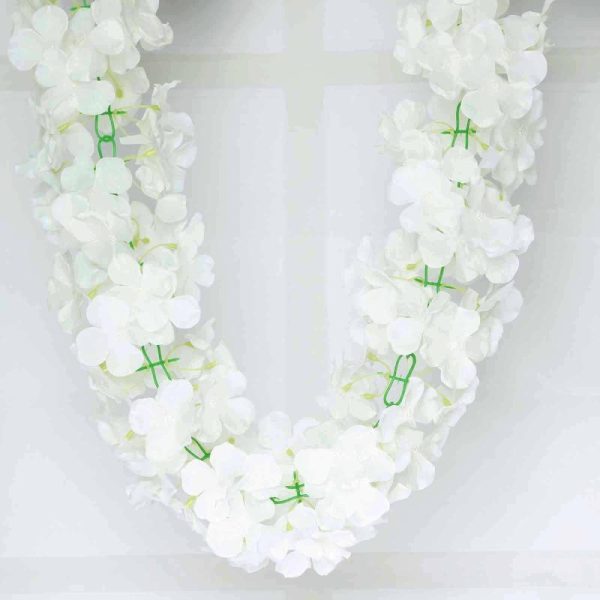 Garlands & Vines |   7ft Cream Artificial Silk Hydrangea Hanging Flower Garland Vine Artificial Flowers & Greens Cream