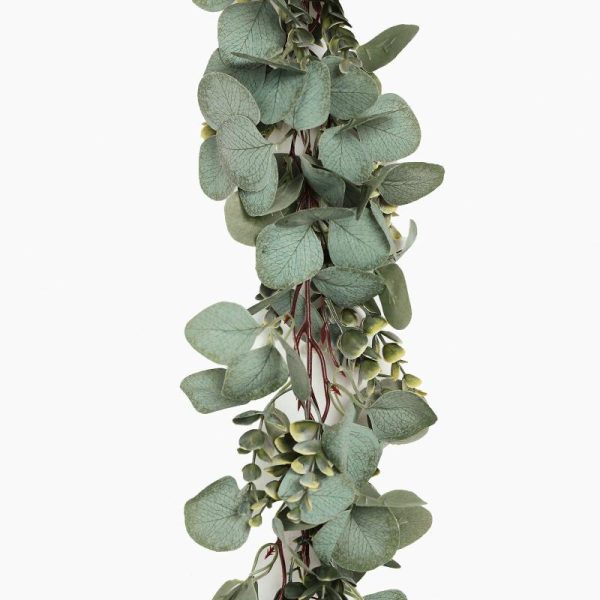 Garlands & Vines |   7ft Real Touch Green Artificial Eucalyptus Boxwood Leaf Garland Vine Artificial Flowers & Greens Garlands & Vines