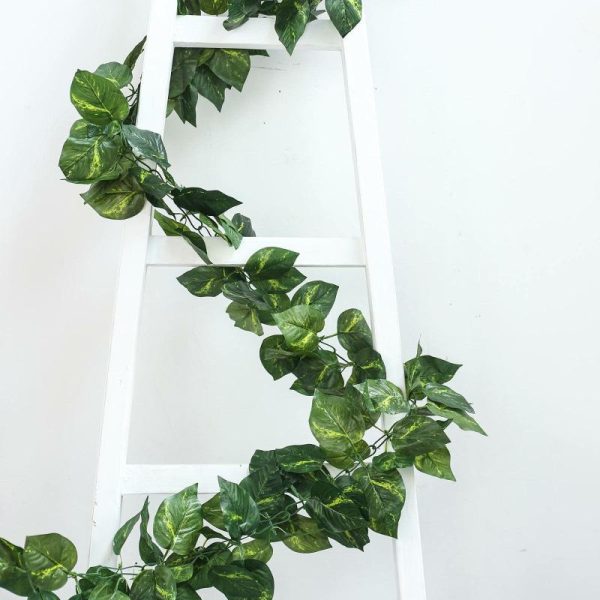 Garlands & Vines |   8ft Green UV Protected Artificial Silk Ivy Leaf Garland Vine, Outdoor Indoor Artificial Flowers & Greens Garlands & Vines