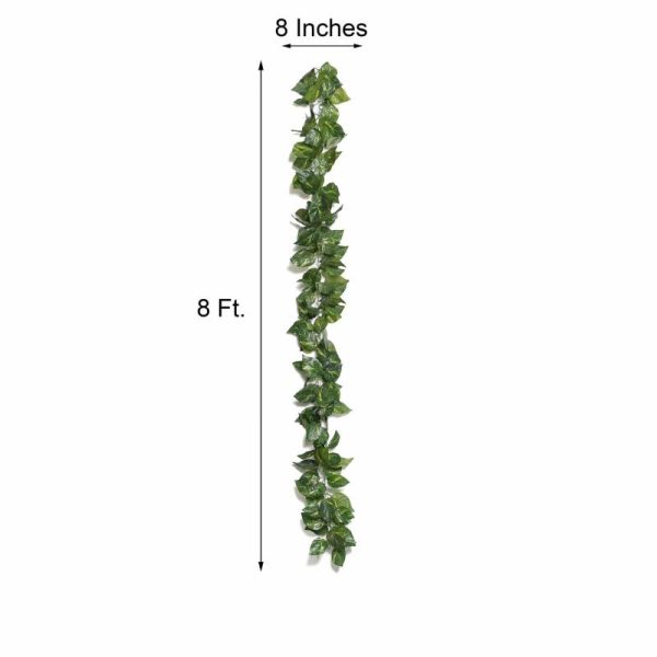 Garlands & Vines |   8ft Green UV Protected Artificial Silk Ivy Leaf Garland Vine, Outdoor Indoor Artificial Flowers & Greens Garlands & Vines