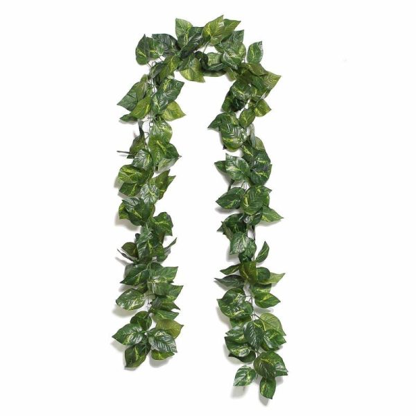 Garlands & Vines |   8ft Green UV Protected Artificial Silk Ivy Leaf Garland Vine, Outdoor Indoor Artificial Flowers & Greens Garlands & Vines