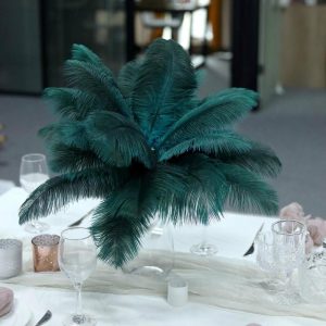 Glass & Metal Floral Vases |   12 Pack 13″-15″ Peacock Teal Natural Plume Real Ostrich Feathers, DIY Centerpiece Fillers Chargers & Centerpieces Glass & Metal Floral Vases