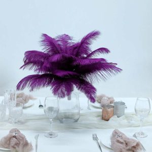 Glass & Metal Floral Vases |   12 Pack 13″-15″ Purple Natural Plume Real Ostrich Feathers, DIY Centerpiece Fillers Chargers & Centerpieces Glass & Metal Floral Vases