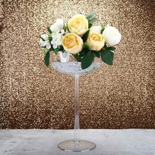 Glass & Metal Floral Vases |   4 Pack 18″ Long Stem Clear Plastic Champagne Glass Flower Vases With Fillable Stems, Wedding Centerpieces Chargers & Centerpieces Glass & Metal Floral Vases