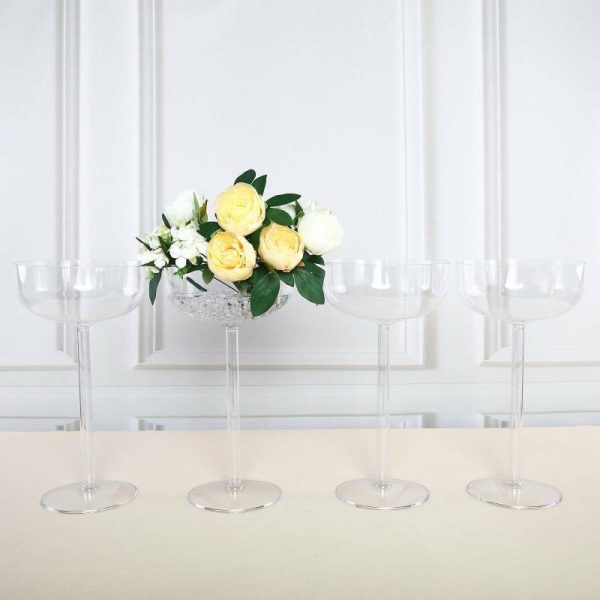 Glass & Metal Floral Vases |   4 Pack 18″ Long Stem Clear Plastic Champagne Glass Flower Vases With Fillable Stems, Wedding Centerpieces Chargers & Centerpieces Glass & Metal Floral Vases